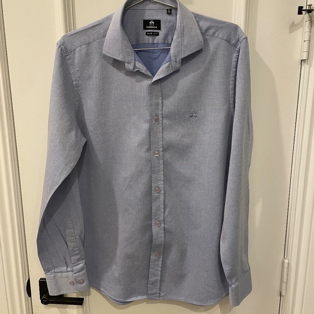 Karaca Men's Slim Fit‎ Dress Shirt; Light Blue; Size M/30